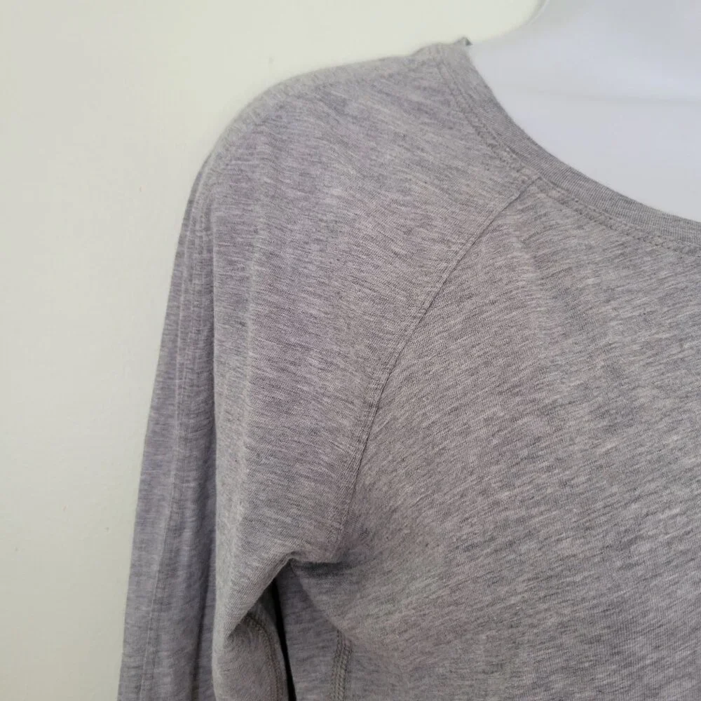Lululemon EMERALD Gray‎ Long Sleeve Tee Top 4 Cotton Lightweight Athleisure